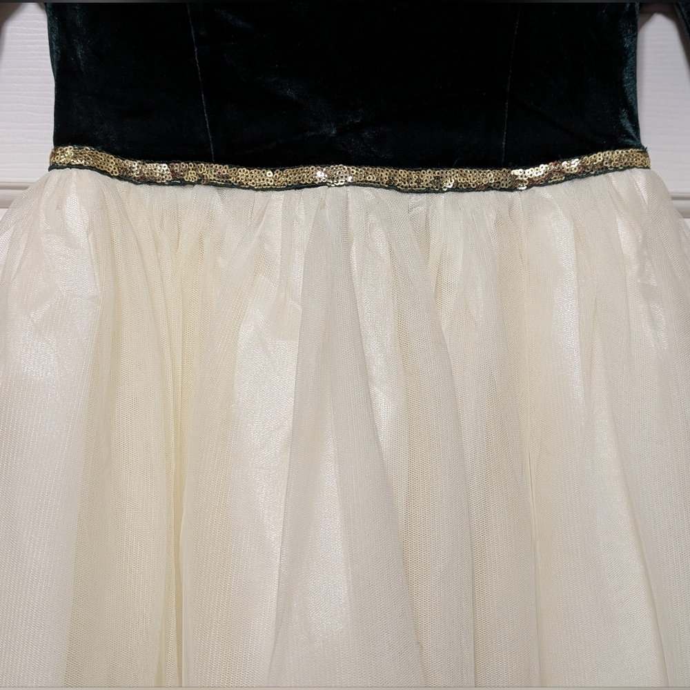 SZ Med (7/8) Girls Lilt Emerald Green Velour Bodice Tulee Reindeer Dress - Picture 4 of 13
